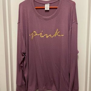 VS Pink Cozy Sleep long sleeve shirt and jogger in Mauve Ice